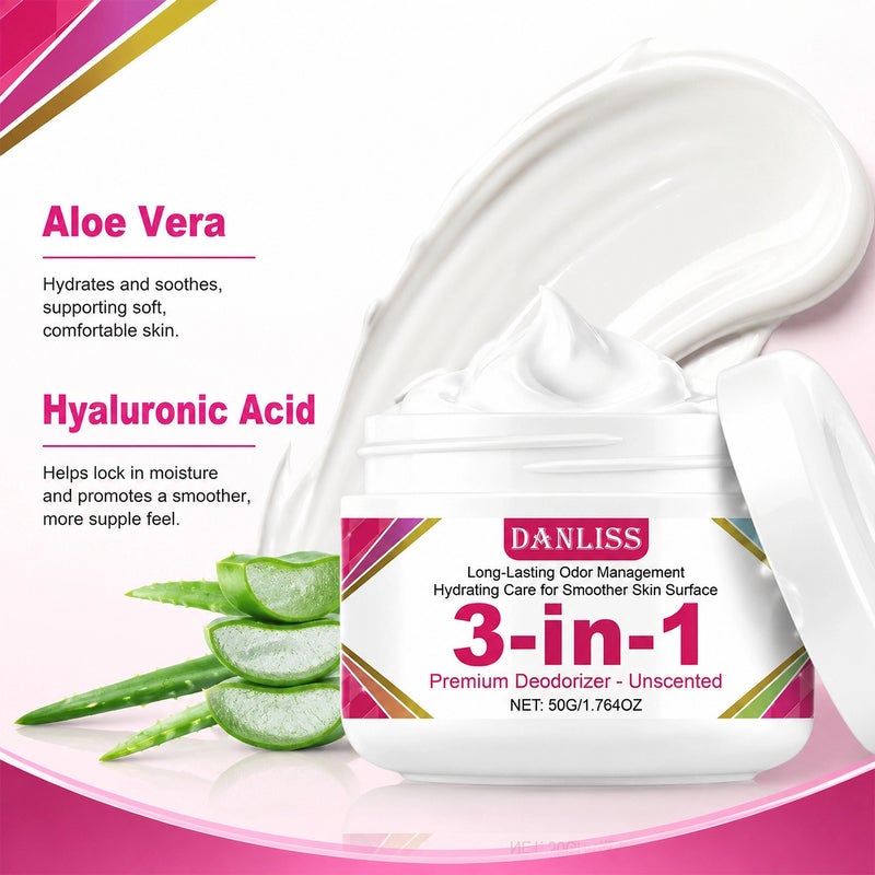 DANLISS 3-in-1 Fragrance-Free Premium Deodorant Balm 50g - Long-lasting odor control, moisturizing, and smooths underarm skin - Image 2