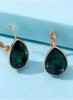 EVEVIC Teardrop Austrian Crystal Leverback Drop Earrings for Women 14K Rose Gold Plated Hypoallergenic Jewelry  - Image 2