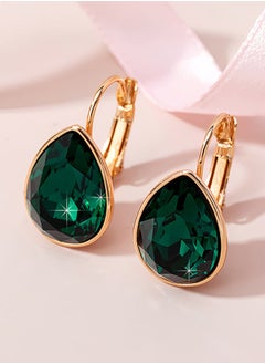 EVEVIC Teardrop Austrian Crystal Leverback Drop Earrings for Women 14K Rose Gold Plated Hypoallergenic Jewelry  - Image 4