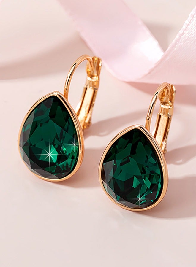 EVEVIC Teardrop Austrian Crystal Leverback Drop Earrings for Women 14K Rose Gold Plated Hypoallergenic Jewelry - Image 4