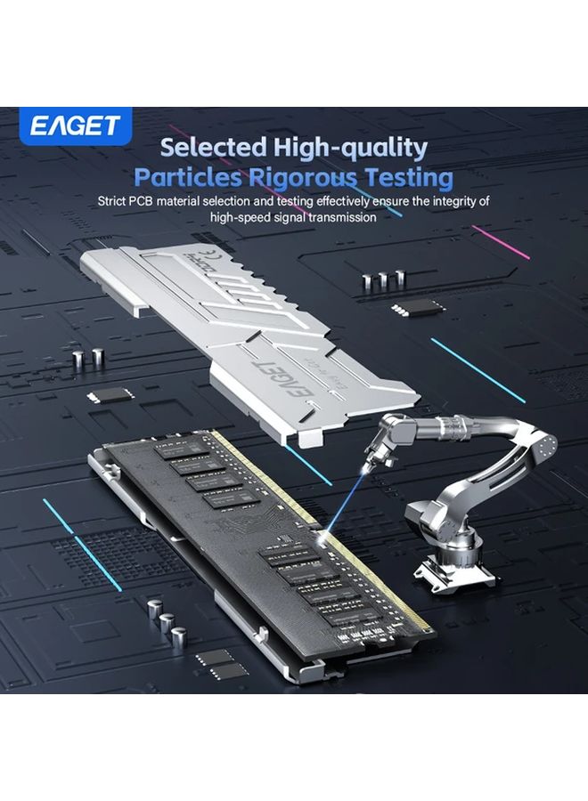 Eaget 8GB Silvery White DDR4 3200MHz Desktop Memory RAM With Heatsink - Image 5