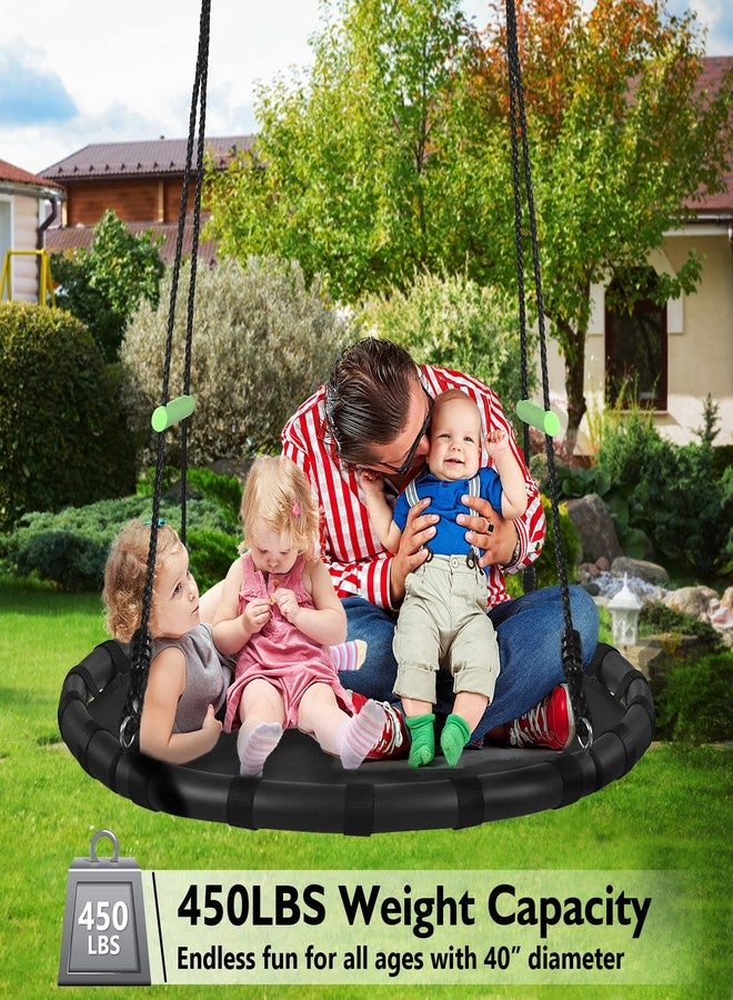 zbzbml Tree Swing with PP Mat - Durable, Safe, and Easy to Install,Black Outdoor Saucer Swing,Flying Saucer Circle Swing for Yard Garden Playground Park (40 inches Diameter+Extra Straps) - Image 5