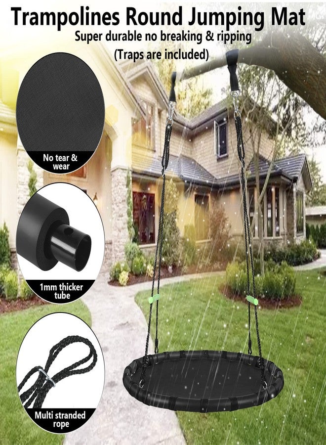 zbzbml Tree Swing with PP Mat - Durable, Safe, and Easy to Install,Black Outdoor Saucer Swing,Flying Saucer Circle Swing for Yard Garden Playground Park (40 inches Diameter+Extra Straps) - Image 2