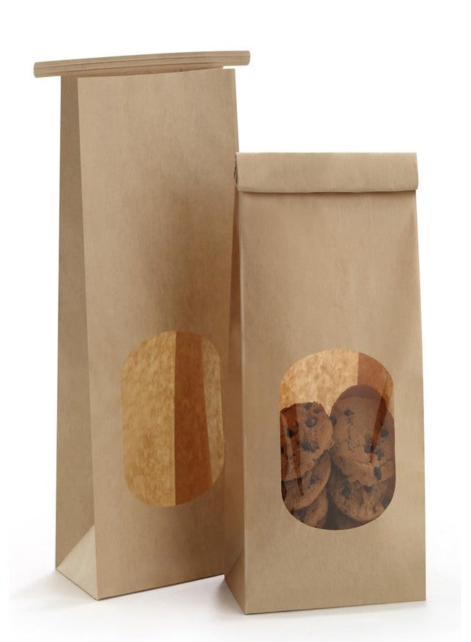 BagDream Bakery Bags with Window 100pcs 4.5x2.36x9.6 Inches Window Tin Tie Tab Lock Kraft Brown Paper Bags for Coffee Bean, Cookies, Treat, Snack - Image 1