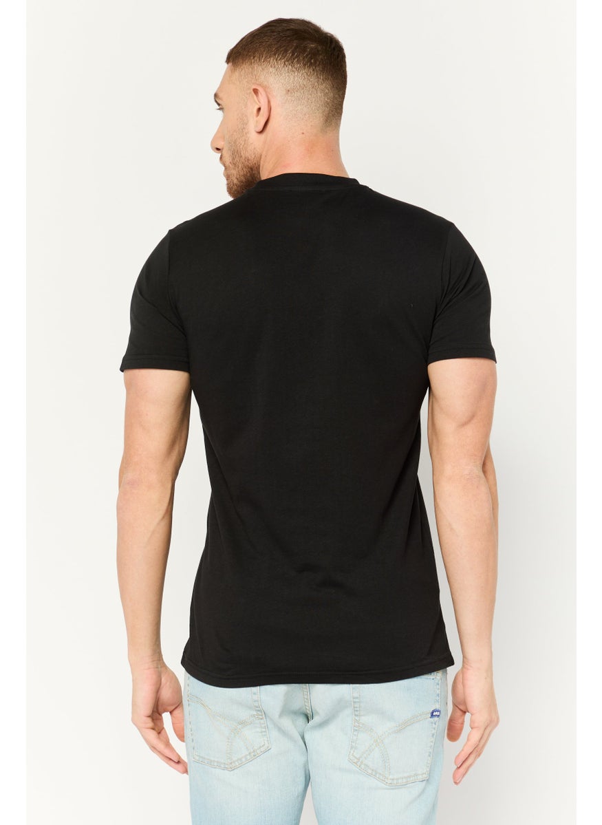 Cavalli Class Men Crew Neck Short Sleeves Brand Logo T-Shirt, Black  - Image 4