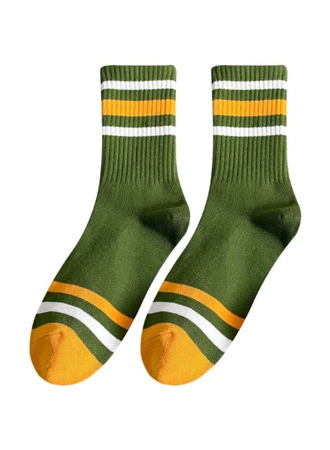 2026 New Arrival Vitality 5 Pairs Unisex Striped Socks Mid-Calf Cotton Socks for All Seasons Vintage Crew Socks Casual Athletic Socks - Image 4