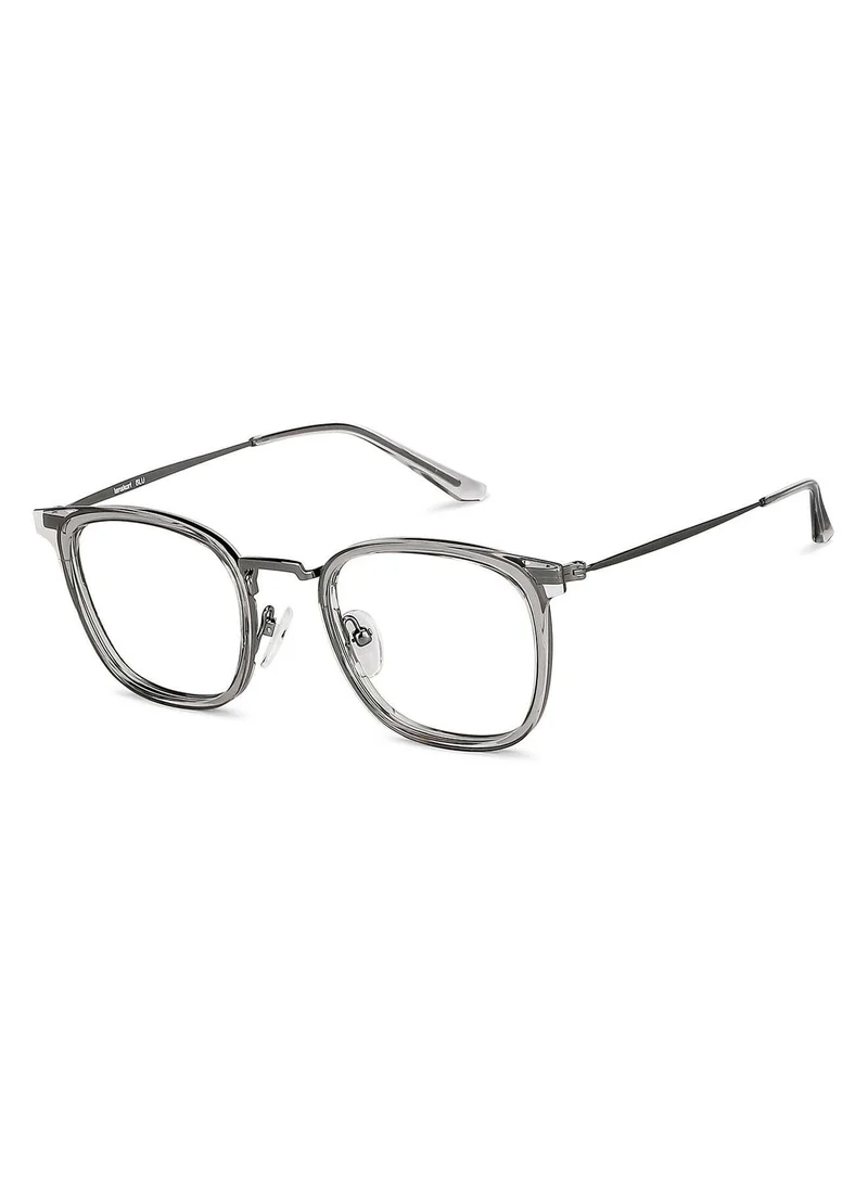 لينسكارت بلو LENSKART BLU | Bluecut & Antiglare Computer Eyeglasses | Grey Full Rim Square Shape | For Men & Women | Medium | LB E13529