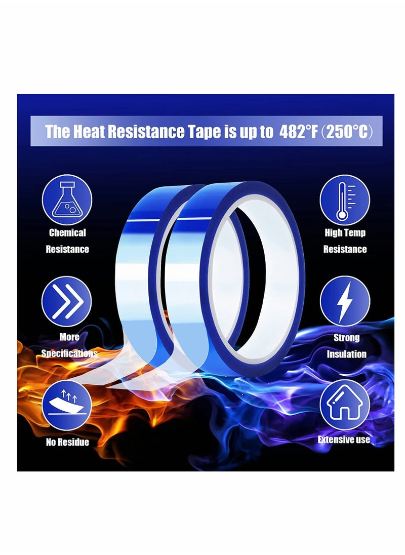 KASTWAVE - Heat Tape, High Temperature Heat Resistant Tape Heat Transfer Tape for Heat Sublimation Press Vinyl, No Residue - 2 Rolls Blue (108ft) - Image 1