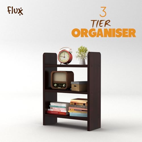 flux 3-Tier Wooden Shelf Rack, Compact Multipurpose Organizer with Wheels, Particle Board with Laminate Finish, 56 x 15 x 40 cm, Red, for Kitchen, Office, or Living Room Use - Image 2