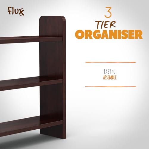 flux 3-Tier Wooden Shelf Rack, Compact Multipurpose Organizer with Wheels, Particle Board with Laminate Finish, 56 x 15 x 40 cm, Red, for Kitchen, Office, or Living Room Use - Image 4