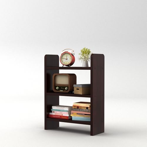 flux 3-Tier Wooden Shelf Rack, Compact Multipurpose Organizer with Wheels, Particle Board with Laminate Finish, 56 x 15 x 40 cm, Red, for Kitchen, Office, or Living Room Use - Image 1