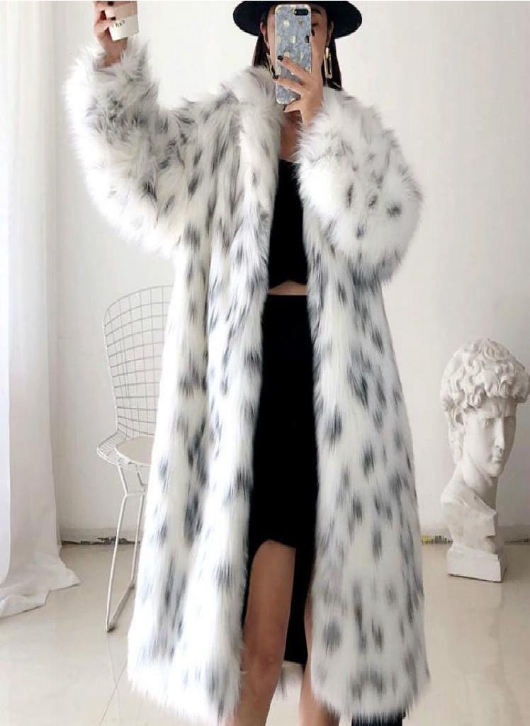 Eckek - Women Winter New Faux Fox Fur Coat Lady Casual Snow Leopard Print Fur Jacket Female Thick Warm Mid-long Plush Outerwear - Image 1