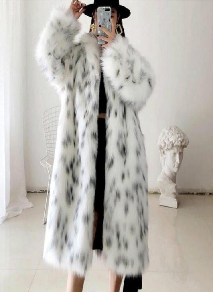 Eckek - Women Winter New Faux Fox Fur Coat Lady Casual Snow Leopard Print Fur Jacket Female Thick Warm Mid-long Plush Outerwear - Image 1