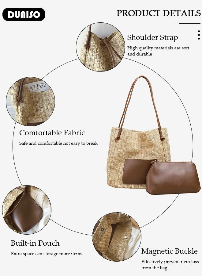 DUNISO Women's Tote Bag Handbag For Women Large Capacity Crossbody Bag Fashionable Travel Large Capacity Shoulder Bag For Ladies Girls College Students - Image 2