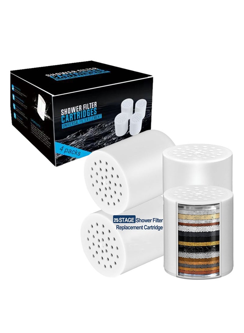 BIRUITE 4 Pack 25 Stage Shower Filter Replacement Cartridges，Universal Cartridges for Hard Water，Removes Chlorine，Heavy Metals，Iron & Sediments，Fit Any Similar Design Shower Water Filter - Image 1