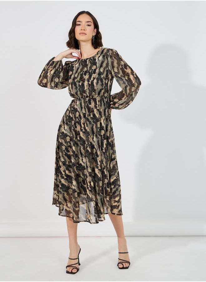 Styli - Animal Print A-Line Midi Dress - Image 1