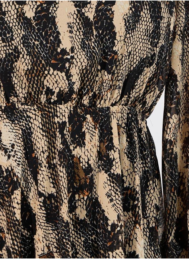 Styli - Animal Print A-Line Midi Dress - Image 1