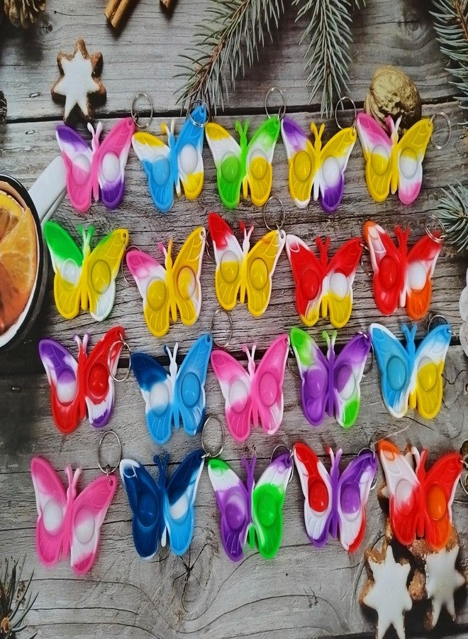 HOZKEAP 20 Packs Bulk Butterfly Mini pop bubble Fidget Keychain ,Birthday Party Favors for kids toys Supplies and Classroom summer Students Prize - Image 2