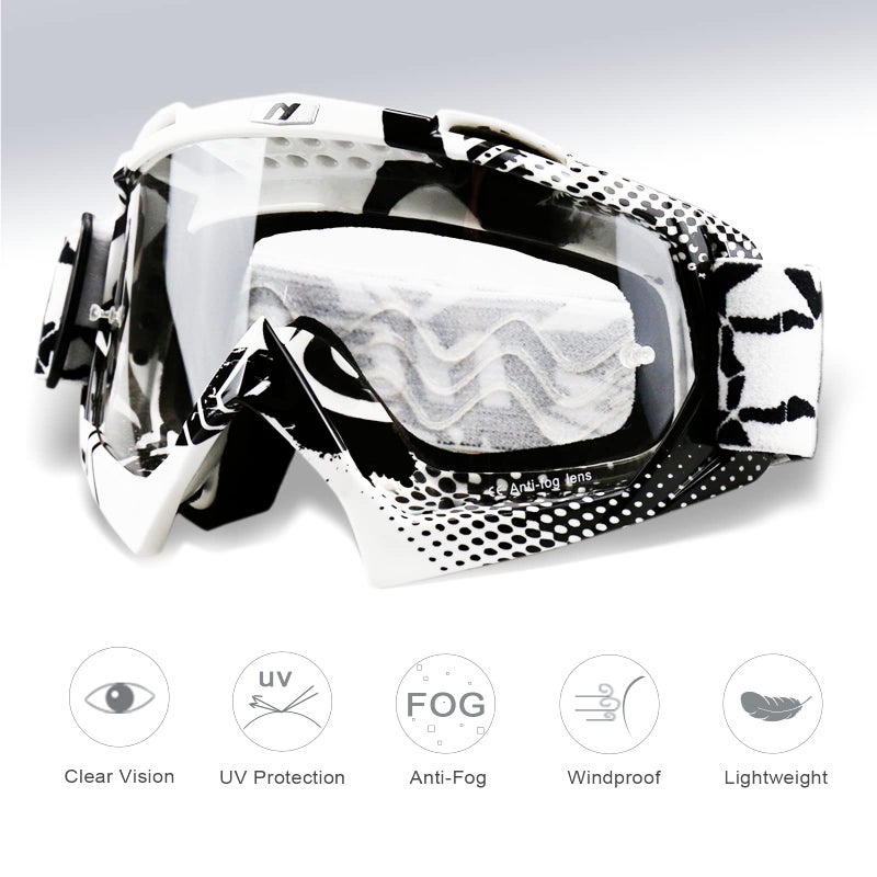 NENKI Dirt Bike Goggles - Anti Fog MX Goggles for Women & Men - UV Protection Clear Lens - Image 2
