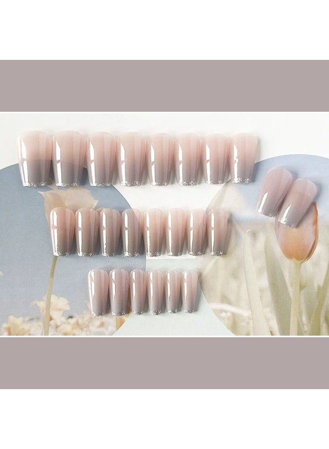 Goolsky Ice Blue Silver Gradient French Press - on Nails for Gentle Elegant Commute Style - Image 3