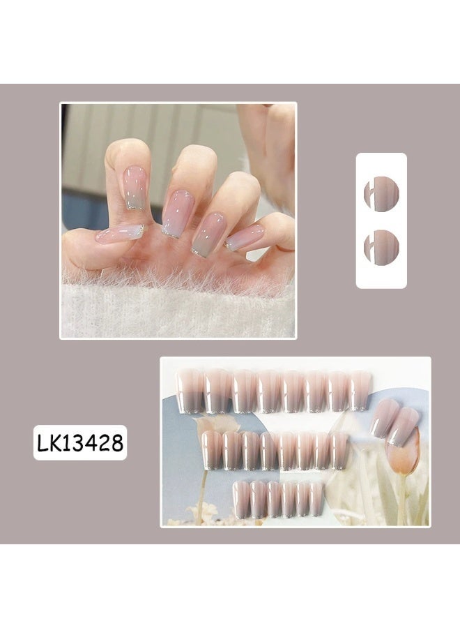 Goolsky Ice Blue Silver Gradient French Press - on Nails for Gentle Elegant Commute Style - Image 2