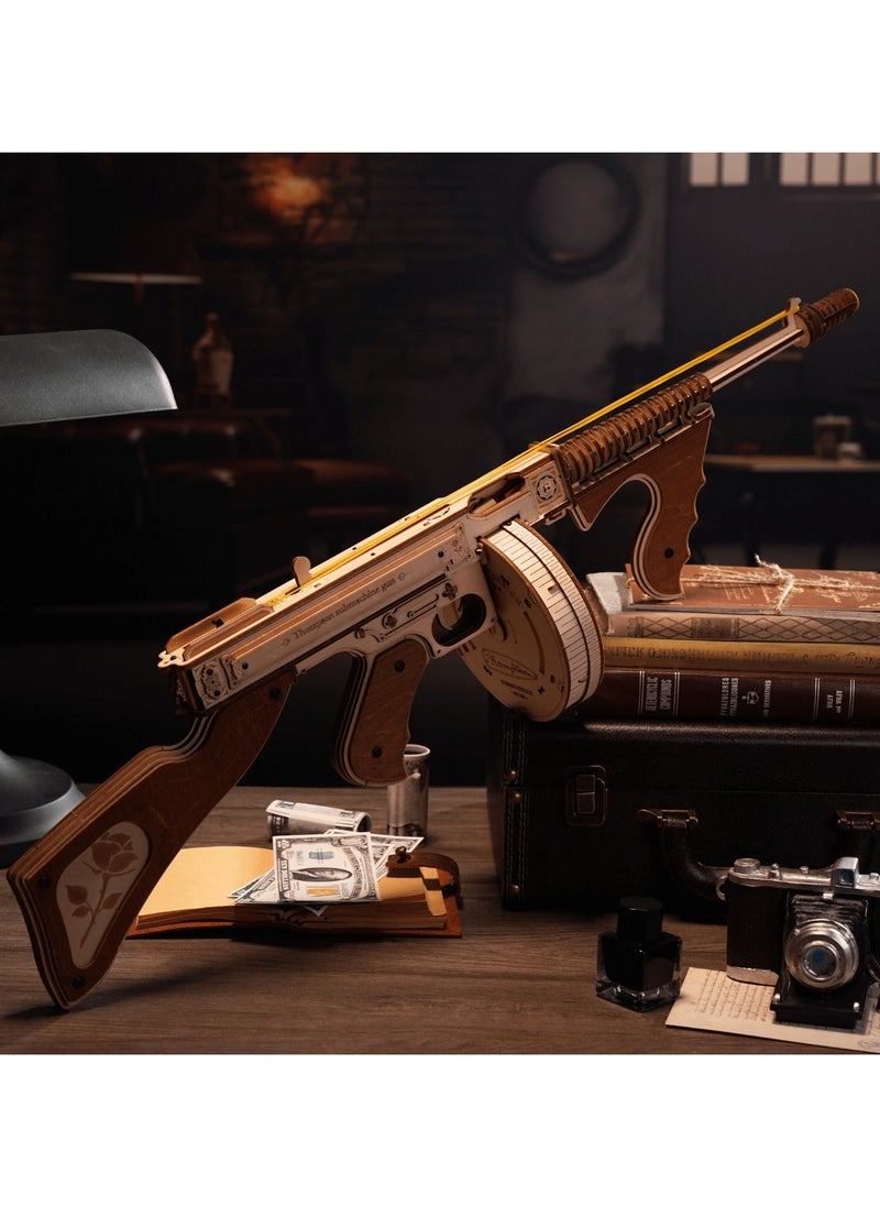 ROKR Thompson Submachine Toy 3D Wood Submachine Gun Rubber Bands Gun Toy 275 pcsen Puzzle  - Image 2