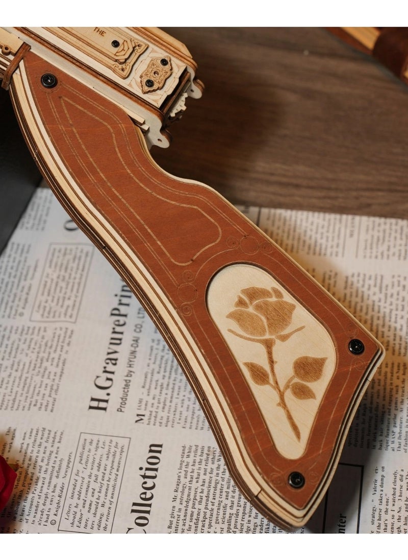 ROKR Thompson Submachine Toy 3D Wood Submachine Gun Rubber Bands Gun Toy 275 pcsen Puzzle  - Image 5