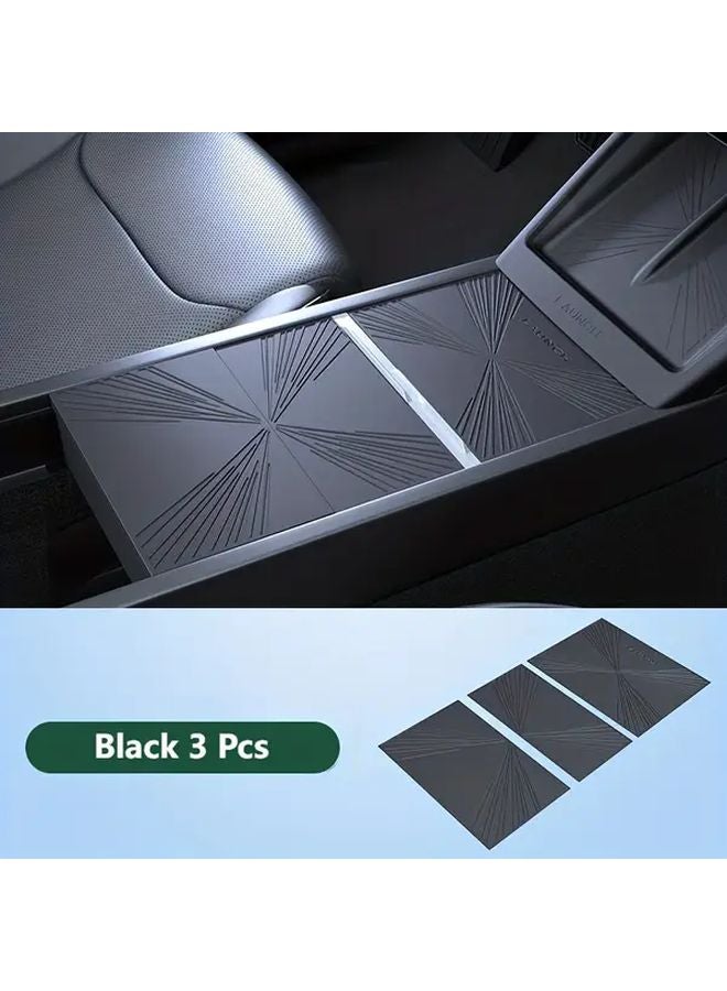 3 Pack Black Center Console Covers for Tesla Model Y Juniper 2025 2026 Model 3 Highland - Image 1