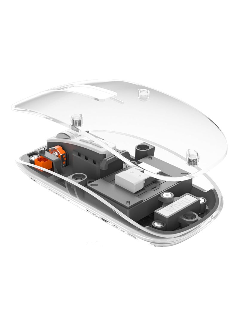 WM105 Crystal Transparent Magnatic Wireless Mouse, Dual-bluetooth +2.4G three-mode, Can connect three devices at the same time - Black - Image 3