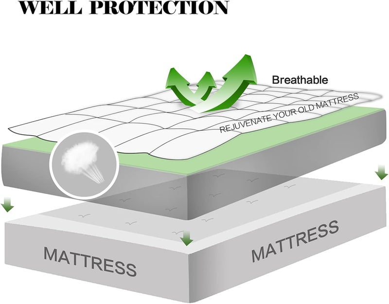 EASELAND Twin Size Mattress Pad Pillow Top Mattress Cover Quilted Fitted Mattress Protector Single 8-21" Deep Pocket Cooling Mattress Topper (39x75 Inches, Dusty Blue) - Image 3