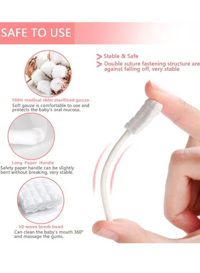 Baby oral hygiene brush head Infant Tongue Cleaner Baby Tongue Cleaner Newborn Gauze Oral Cleanser Mouth Tongue Cleaner Infant Toothbrush Baby Toothbrush For Babies and Toddlers Newborn Oral Cleaning Stick Dental Care  - Image 3