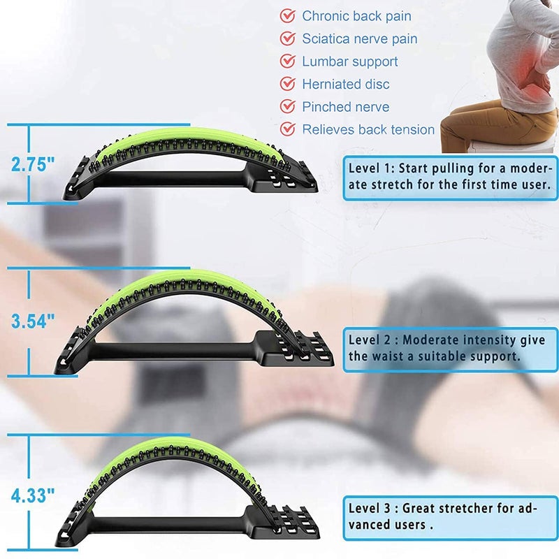Hotoy Back Stretcher Lumbar Support Back Massager Orthopedic Back Stretcher for Back Relaxation and Lower Back Pain ReliefSciatica 3 Levels Adjustable Back Support Posture Corrector - Image 2