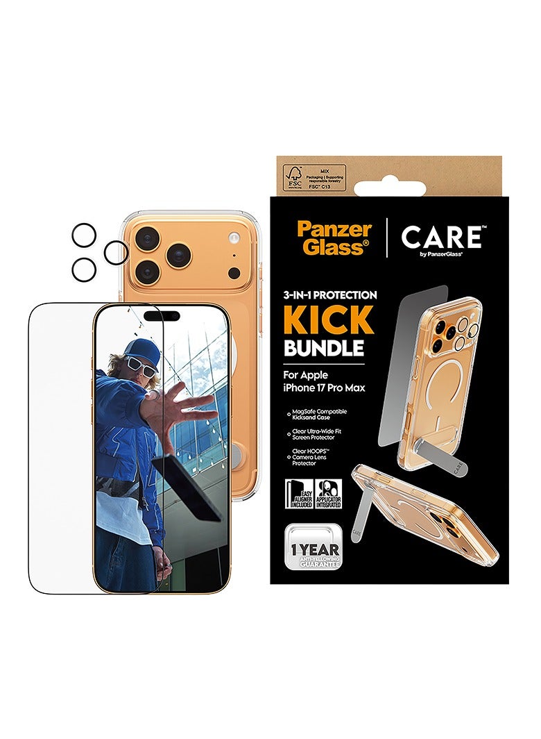 PanzerGlass CARE Protection Package 3-in-1 Feature Kick iPhone 17 Pro Max - Clear - Image 1
