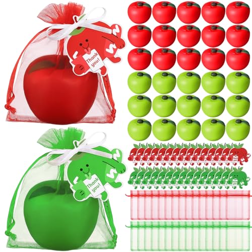 Civaner 30 Fruit Stress Balls with Card and Organza Bag Red and Green Fruit Stress Relief Balls for Adults Finger Exercise Christmas Employee Students Teacher Gifts - Image 1