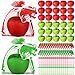 Civaner 30 Fruit Stress Balls with Card and Organza Bag Red and Green Fruit Stress Relief Balls for Adults Finger Exercise Christmas Employee Students Teacher Gifts - Image 2