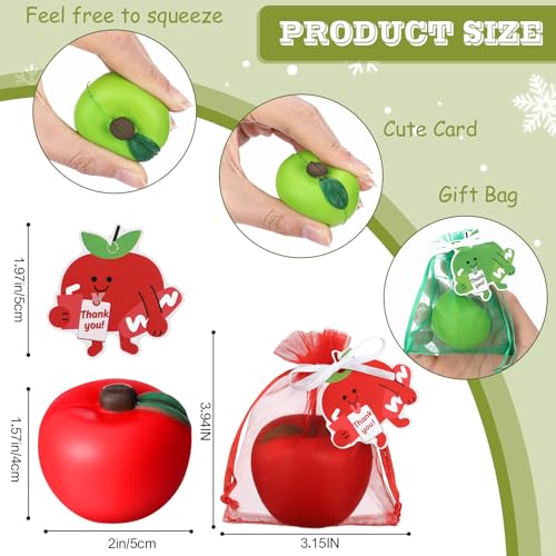 Civaner 30 Fruit Stress Balls with Card and Organza Bag Red and Green Fruit Stress Relief Balls for Adults Finger Exercise Christmas Employee Students Teacher Gifts - Image 5