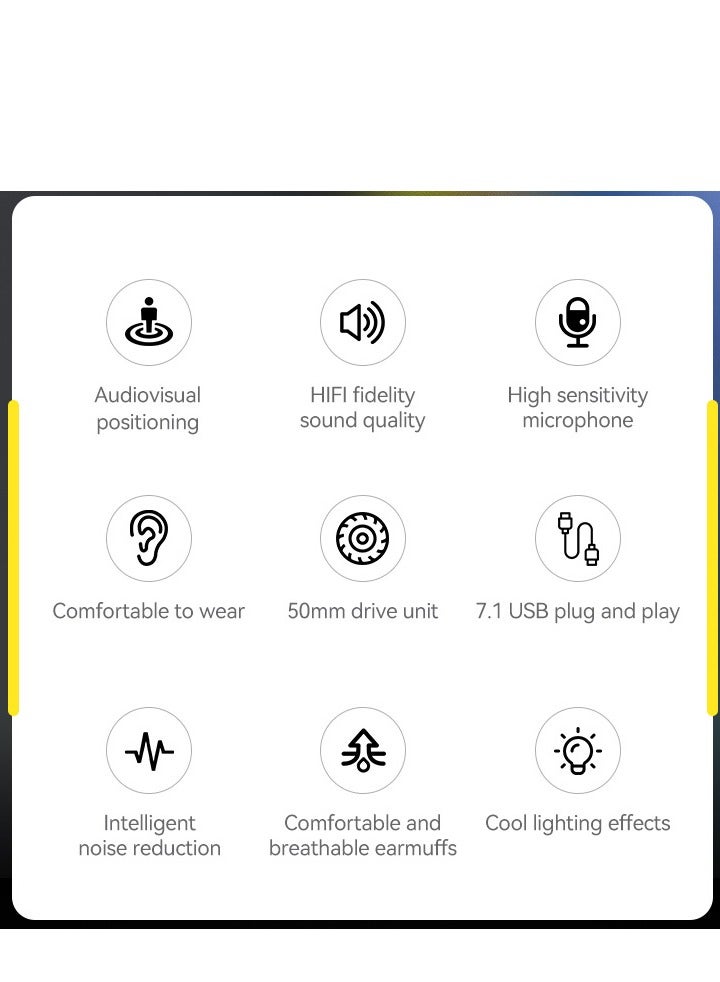 تي- وولف سماعة ألعاب للكمبيوتر الشخصي مع ميكروفون وإضاءة LED، سماعة ألعاب احترافية لأجهزة PS4/PS5/XOne/XSeries/Nintendo Switch/PC - سلكية - Image 3