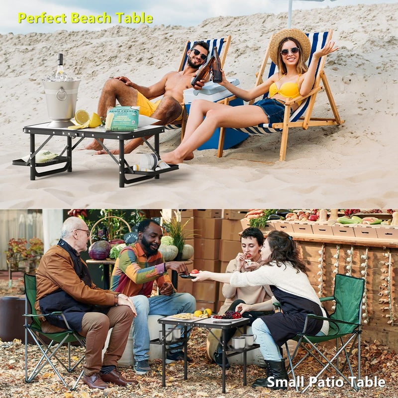 Titanker Small Camping Table Foldable 2ft, Folding Picnic Table with Side Racks, Folding Camp Table Portable Beach Table, Car Camping Essentials, Sturdy Light Aluminum, Gift for Father Husband - Image 2