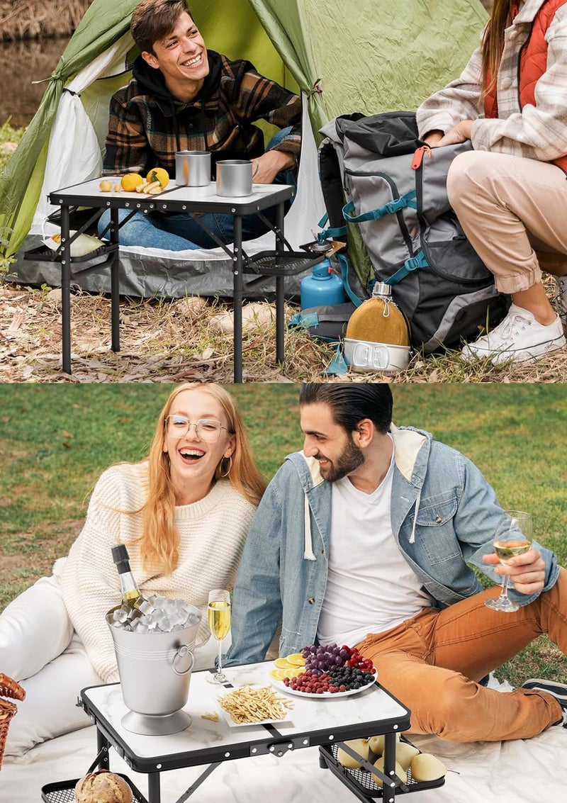Titanker Small Camping Table Foldable 2ft, Folding Picnic Table with Side Racks, Folding Camp Table Portable Beach Table, Car Camping Essentials, Sturdy Light Aluminum, Gift for Father Husband - Image 3