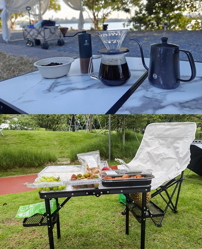 Titanker Small Camping Table Foldable 2ft, Folding Picnic Table with Side Racks, Folding Camp Table Portable Beach Table, Car Camping Essentials, Sturdy Light Aluminum, Gift for Father Husband - Image 4