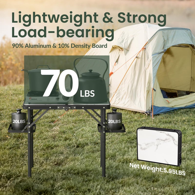 Titanker Small Camping Table Foldable 2ft, Folding Picnic Table with Side Racks, Folding Camp Table Portable Beach Table, Car Camping Essentials, Sturdy Light Aluminum, Gift for Father Husband - Image 5