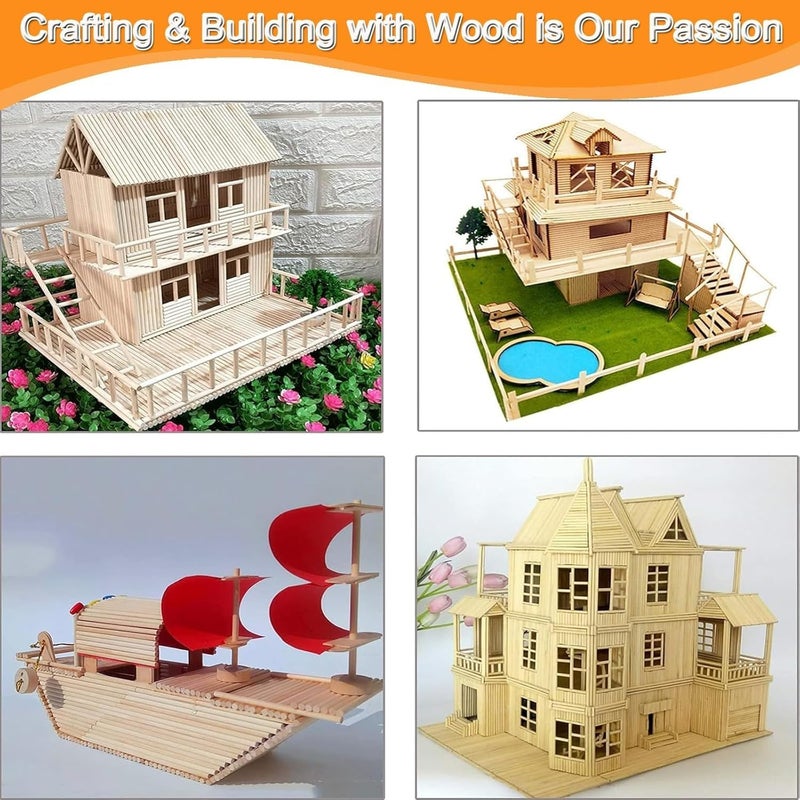 ROYALS عصا حرفة خشبية دائرية سميكة 8 بوصة غير مكتملة من الخشب الصلب الطبيعي، عصي حرفة دائرية، عصي خشبية للحرف، عصي حرفة خشبية، عصي فنية للحرف (500) - Image 2