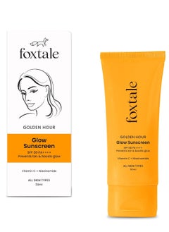 FoxTale Vitamin C & Niacinamide Glow Sunscreen Spf 50 Pa++++, Lightweight, Fast Absorbing, Uva And Uvb Filters, Prevents Tanning, No White Cast, Non-Greasy, For Men&Women, All Skin Types - 50 Ml
