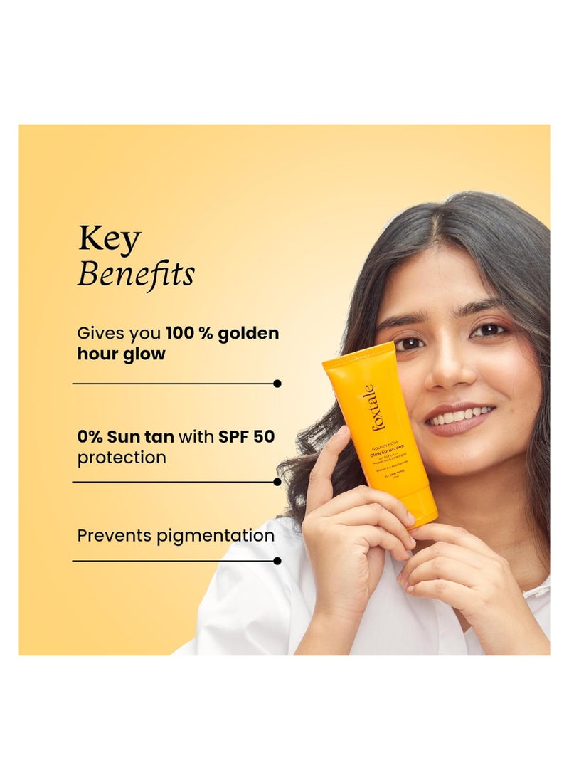foxtale - FoxTale Vitamin C & Niacinamide Glow Sunscreen Spf 50 Pa++++, Lightweight, Fast Absorbing, Uva And Uvb Filters, Prevents Tanning, No White Cast, Non-Greasy, For Men&Women, All Skin Types - 50 Ml - Image 1