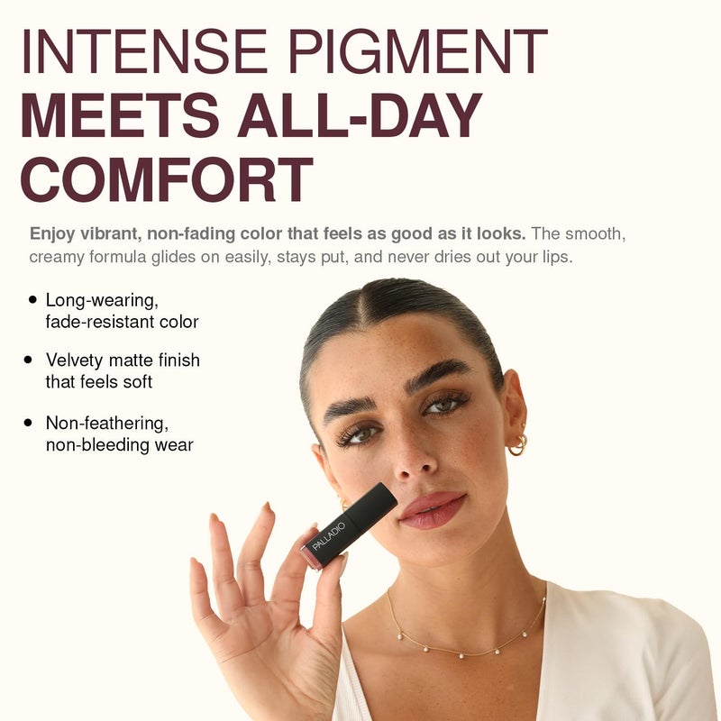 Palladio Herbal Matte Lipstick, Creamy and Full Coverage Long Lasting Matte Lipstick, Plum Majesty - Image 5