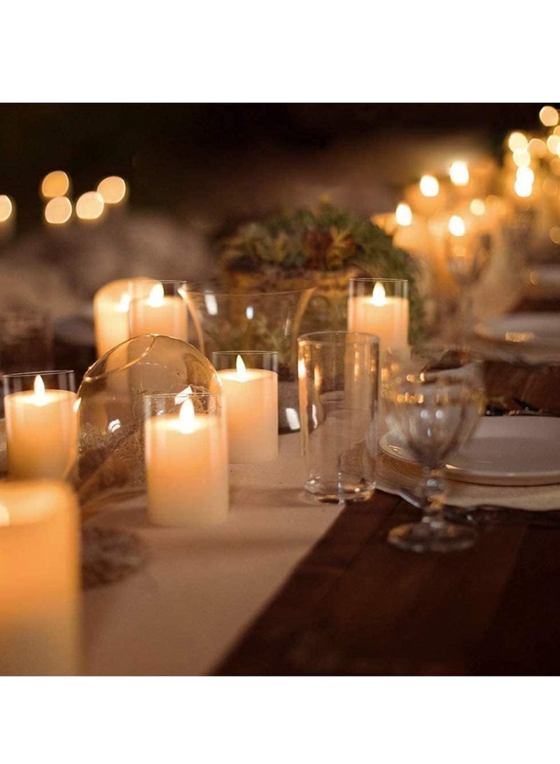 TIGER Set of 3 Glass Flameless Candles with Timer & Remote Control – Flickering LED Pillar Candles, Battery Powered for Holiday, Restaurant & Home Decoration - Image 3