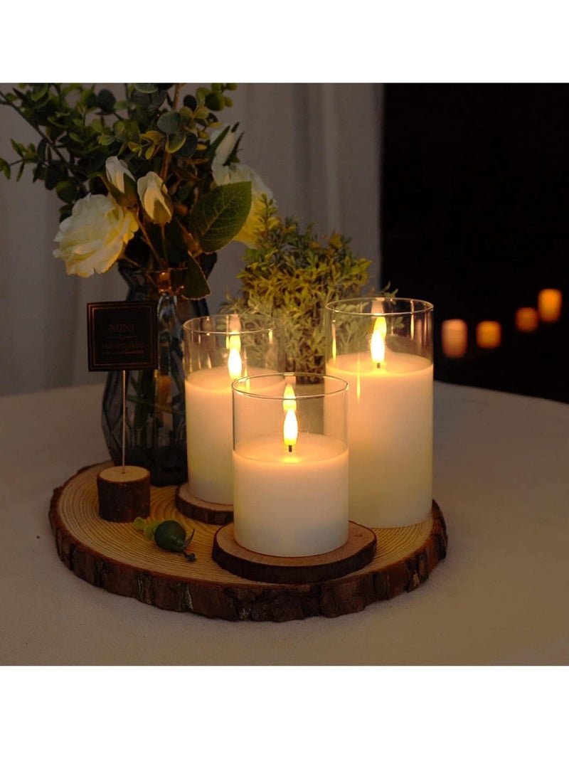 TIGER Set of 3 Glass Flameless Candles with Timer & Remote Control – Flickering LED Pillar Candles, Battery Powered for Holiday, Restaurant & Home Decoration - Image 5