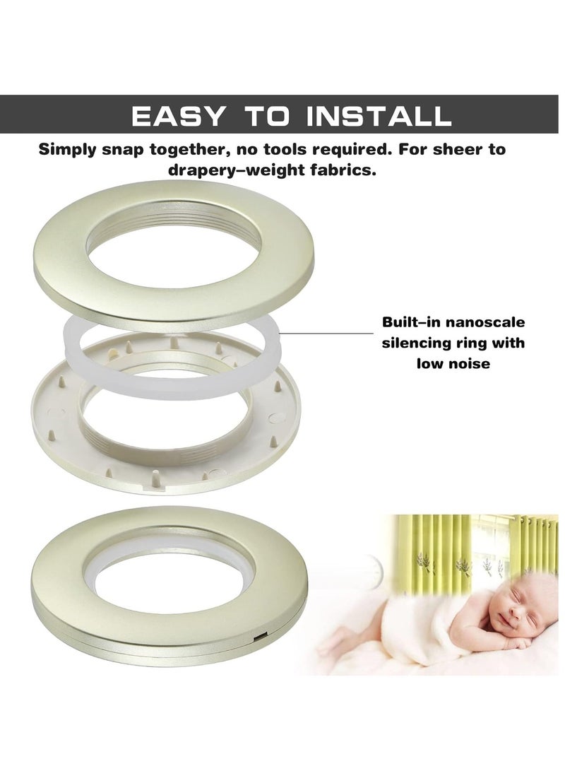 AL WADI FURNITURE AWF Al Wadi Furniture Pack of 10 Brass Curtain Grommets Round Plastic Curtain Eyelet Rings with nano-scale silencer ring, DIY Rings for Window Curtain, Shower Curtain, Locker Room Door Curtain  - Image 3