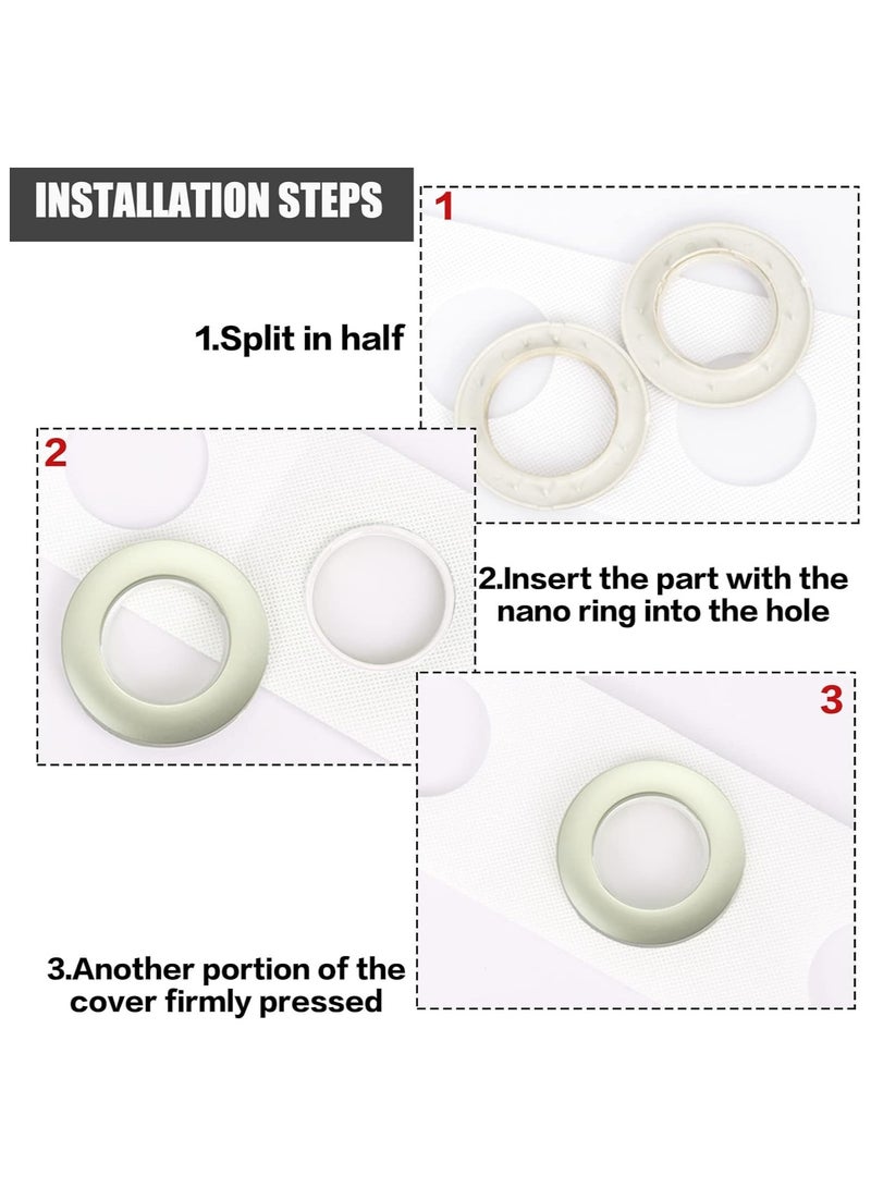 AL WADI FURNITURE AWF Al Wadi Furniture Pack of 10 Brass Curtain Grommets Round Plastic Curtain Eyelet Rings with nano-scale silencer ring, DIY Rings for Window Curtain, Shower Curtain, Locker Room Door Curtain  - Image 5