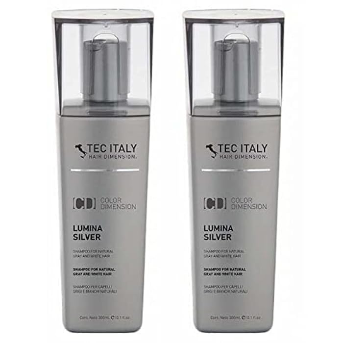 Tec Italy Lumina Silver Shampoo for Natural Gray and White Hair 10.1 oz (Pack of 2) - Image 1